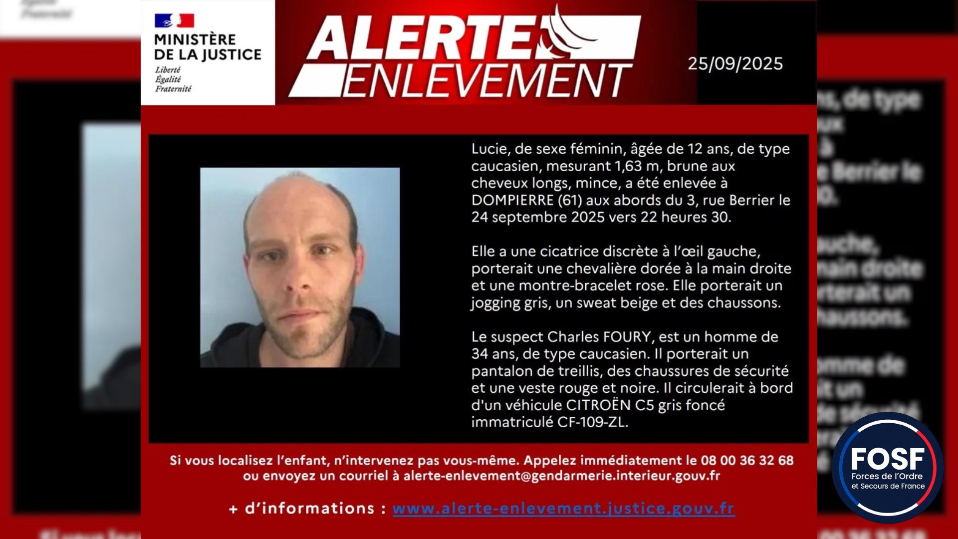 Lire la suite à propos de l’article Dompierre (61) : une fillette de 12 ans enlevée, alerte enlèvement lancé